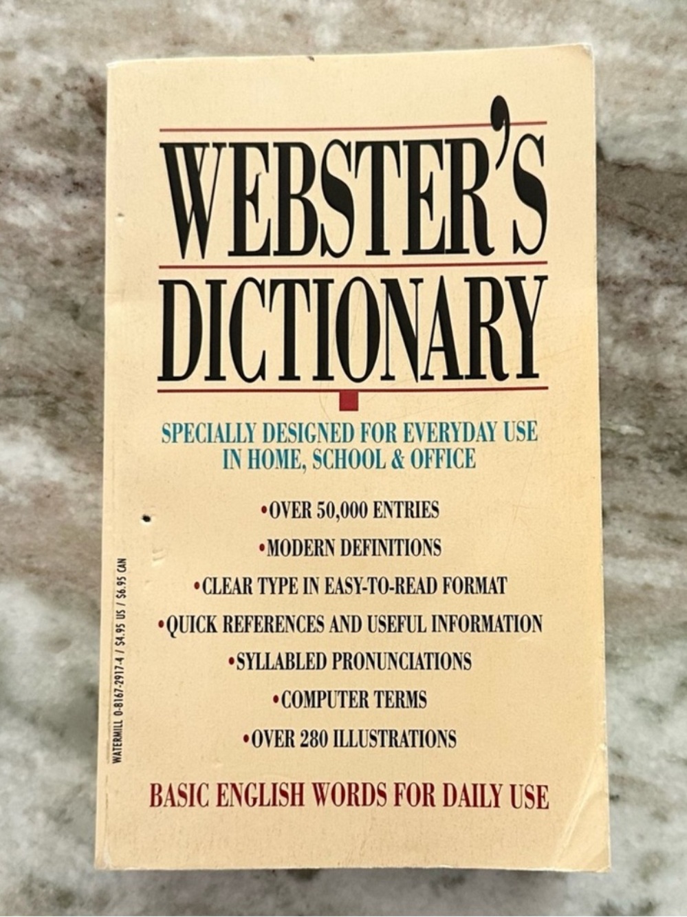 1991 Websters Dictionary Designed For Everyday Use In Home, School & Office Book